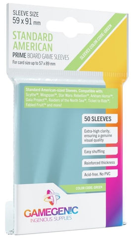 Gamegenic Prime Board Game Sleeves -Standard American-Sized (59mm x 91mm) (50 Sleeves Per Pack)