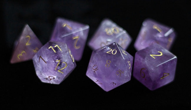 MDG 16mm Polyhedral Dice Set: Engraved Amethyst