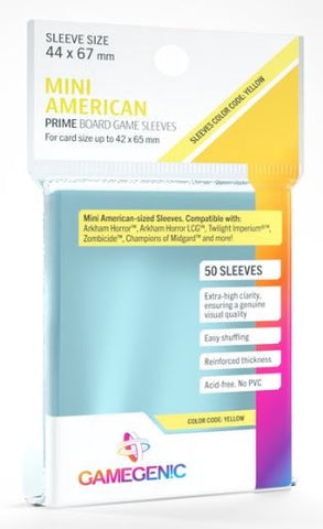 Gamegenic Prime Board Game Sleeves - Mini American-Sized (44mm x 67mm) (50 Sleeves Per Pack)