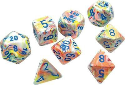 Chessex Lab Dice Festive Kaleidoscope/Blue 8-Die Set - CHX 30047