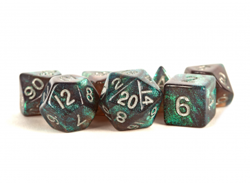 MDG 16mm Acrylic Polyhedral Dice Set: Stardust Gray w/ Silver Numbers