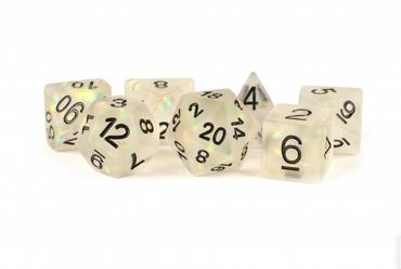 MDG 16mm Resin Polyhedral Dice Set: Icy Opal Clear