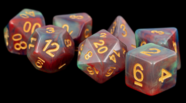 MDG 16mm Resin Polyhedral Dice Set: Red Pearl Swirl