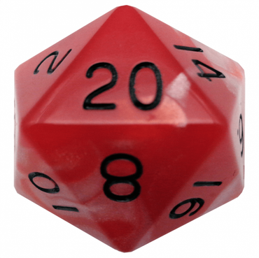MDG 35mm Mega Acrylic d20 Dice: Red/White w/ Black Numbers
