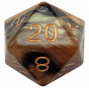 MDG 35mm Mega Acrylic d20 Dice: Black/Yellow w/ Gold Numbers