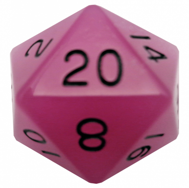 MDG 35mm Mega Acrylic d20 Dice: Glow Purple with Black Numbers