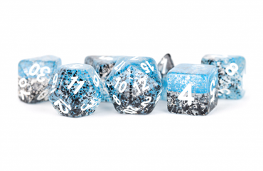 MDG 16mm Resin Polyhedral Dice Set: Particle Blue/Black