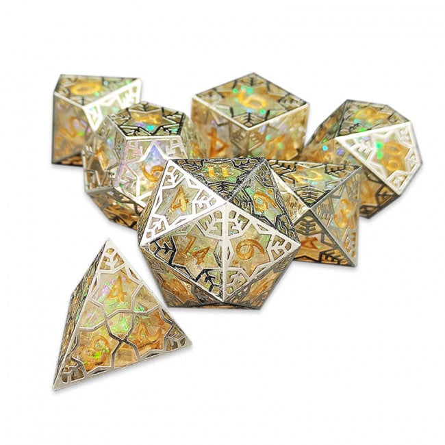 Sharp 7 Dice Set - Gilded Tesseract: White