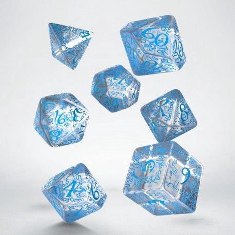 Q Workshop Elvish Translucent & blue Dice Set 7