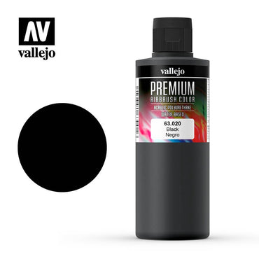 200ml Vallejo Premium Airbrush Color 63.020 Black